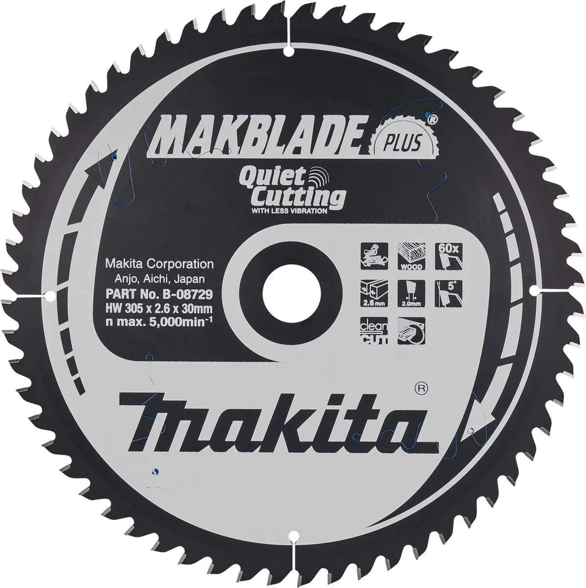 Makita B-08729 Afkortzaagblad Hout 305mm 60T
