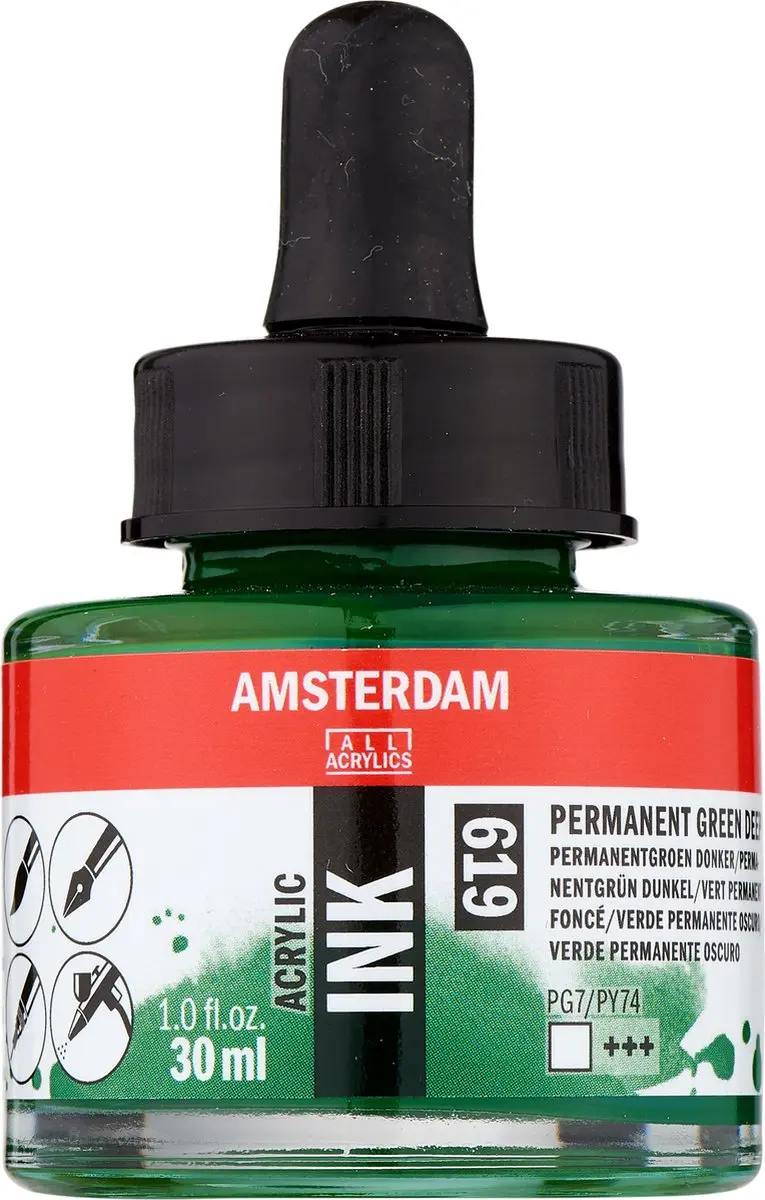 Amsterdam Acrylic Ink Permanentgroen Donker 30ml