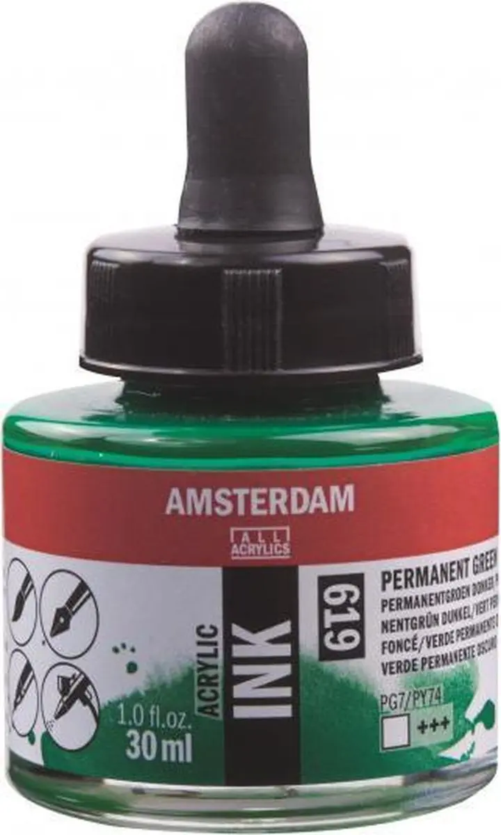 Amsterdam Acrylic Ink Permanentgroen Donker 30ml