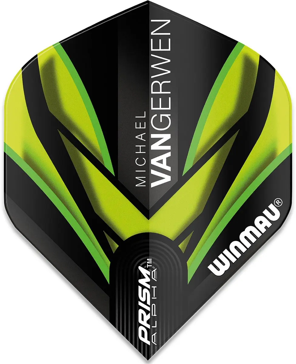 Winmau Michael van Gerwen Prism Alpha Black Green Flight V2