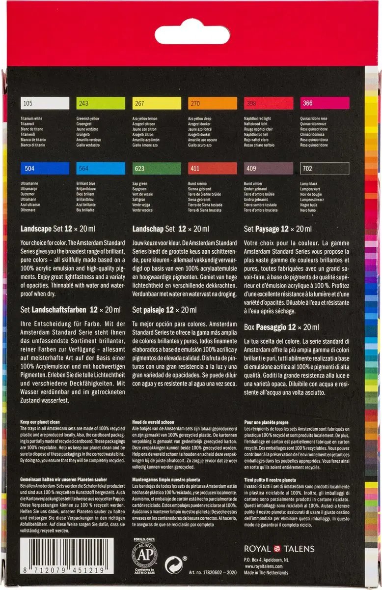 Amsterdam Standard Acrylverf Landschapset - 12 Kleuren 20ml