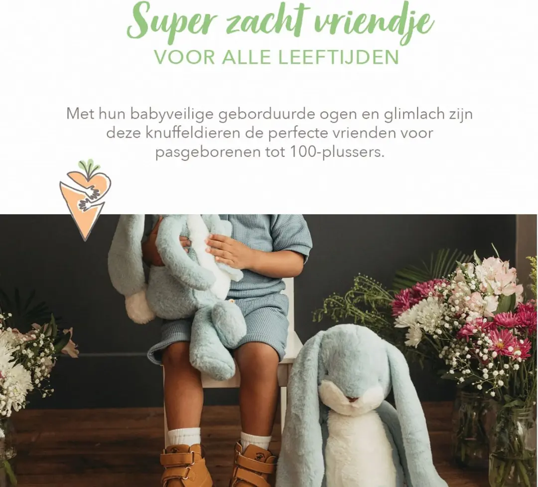 Bunnies By The Bay Floppy Nibble Knuffel - 34cm - Blauw