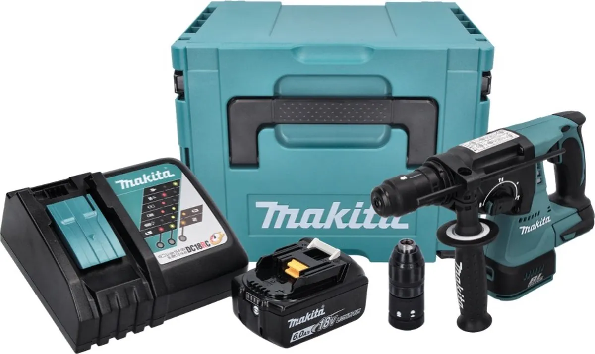 Makita DHR243RG1J Accuboormachine 18V SDS-plus Brushless - 2,0J - 6,0Ah - met oplader - afbeelding 2 van 5