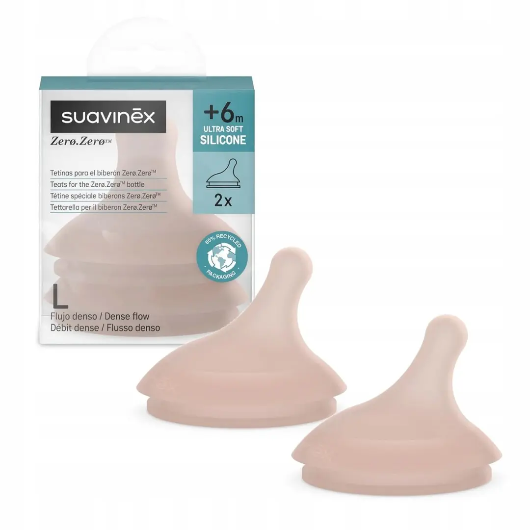 Suavinex Zero.Zero Flesspenen Dikke Doorstroom - 2 Stuks - Siliconen