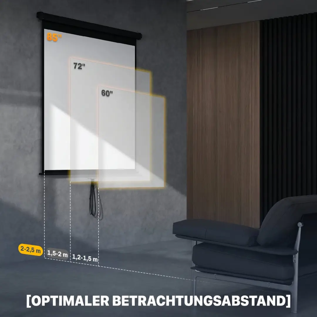 Homcom Projectiescherm 152x152cm - Zwart