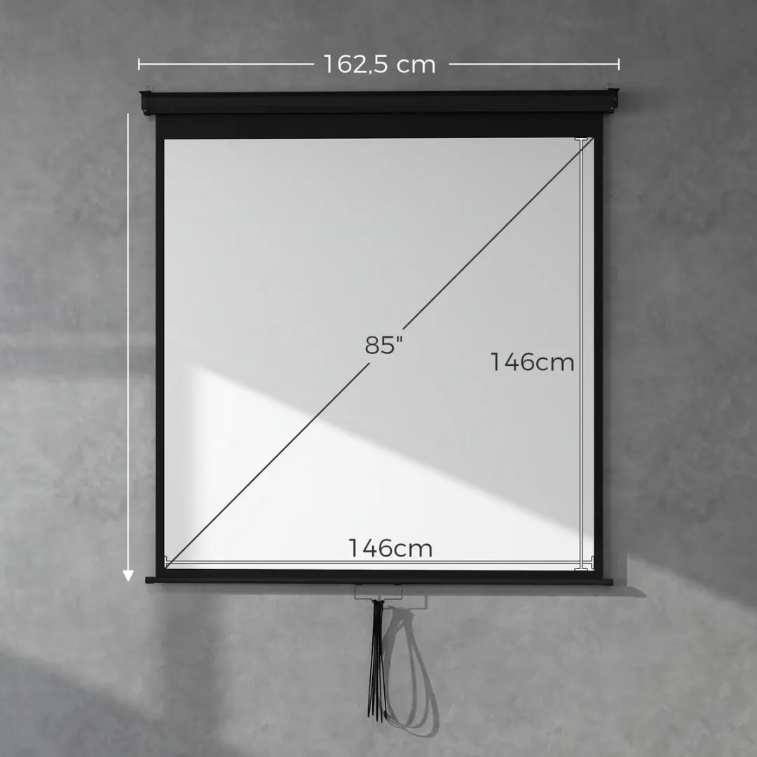 Homcom Projectiescherm 152x152cm - Zwart