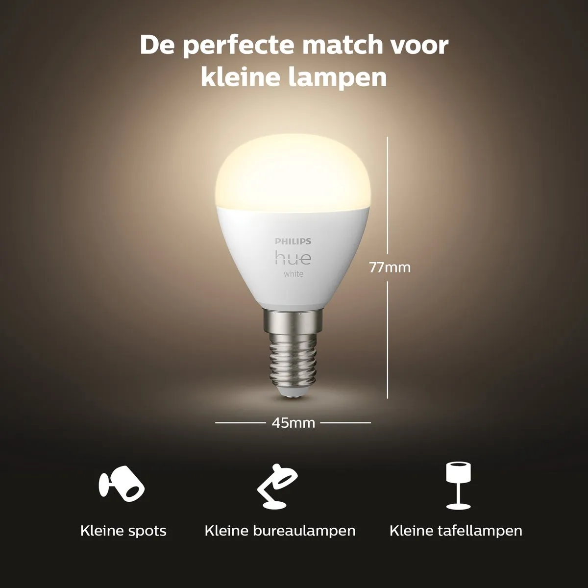 Philips Hue Kogellamp E14 Duopack - 2 Stuks - 5,7W - Mat - Warm wit