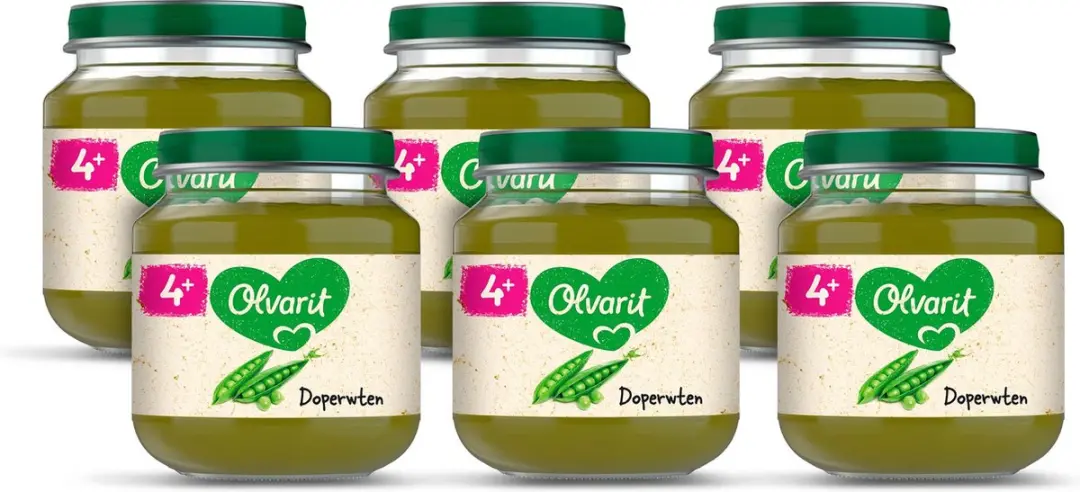 Olvarit Babymaaltijd Doperwten 4+ Maanden - 6x125g