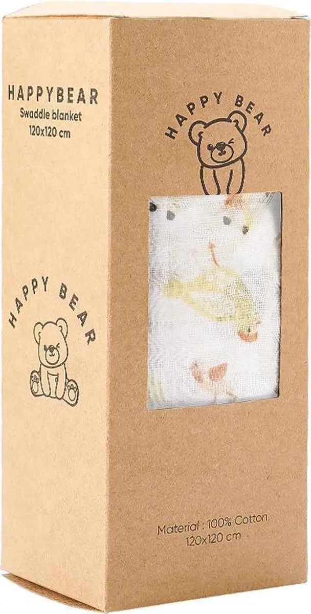 HappyBear Hydrofiele Swaddle Doek Boerderij 120x120cm
