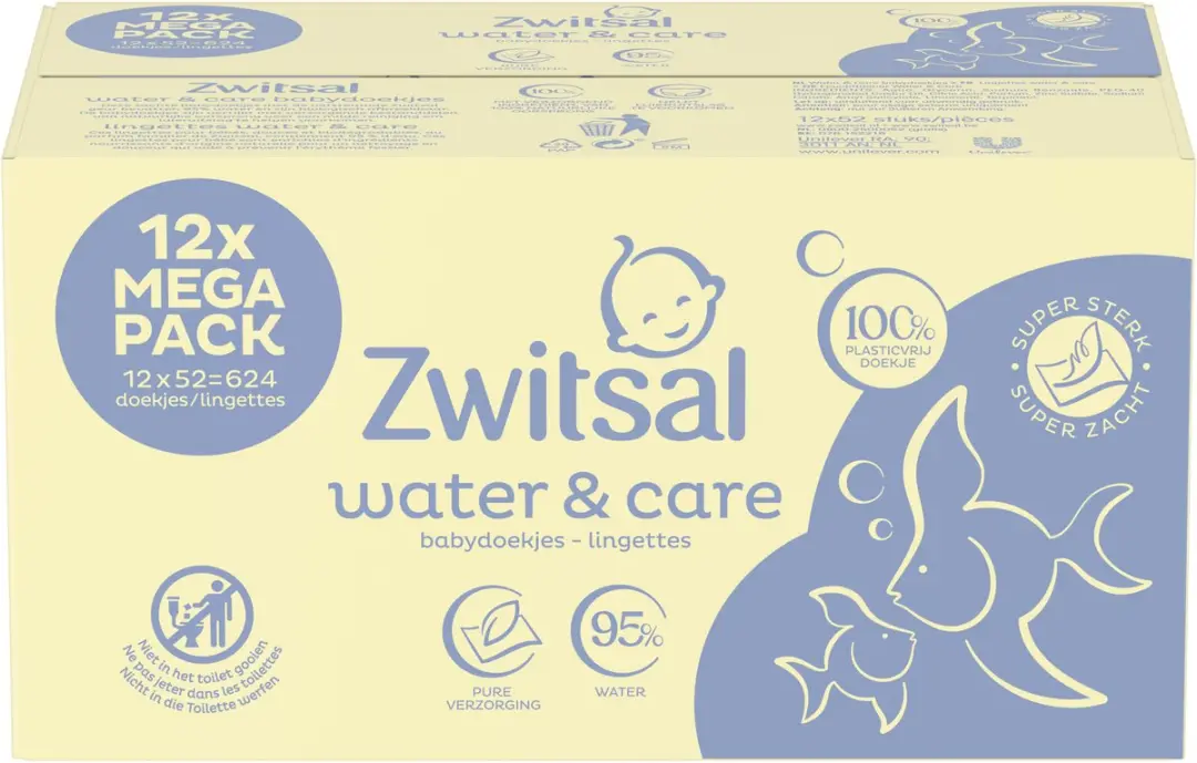 Zwitsal Billendoekjes Water & Care 624 Stuks