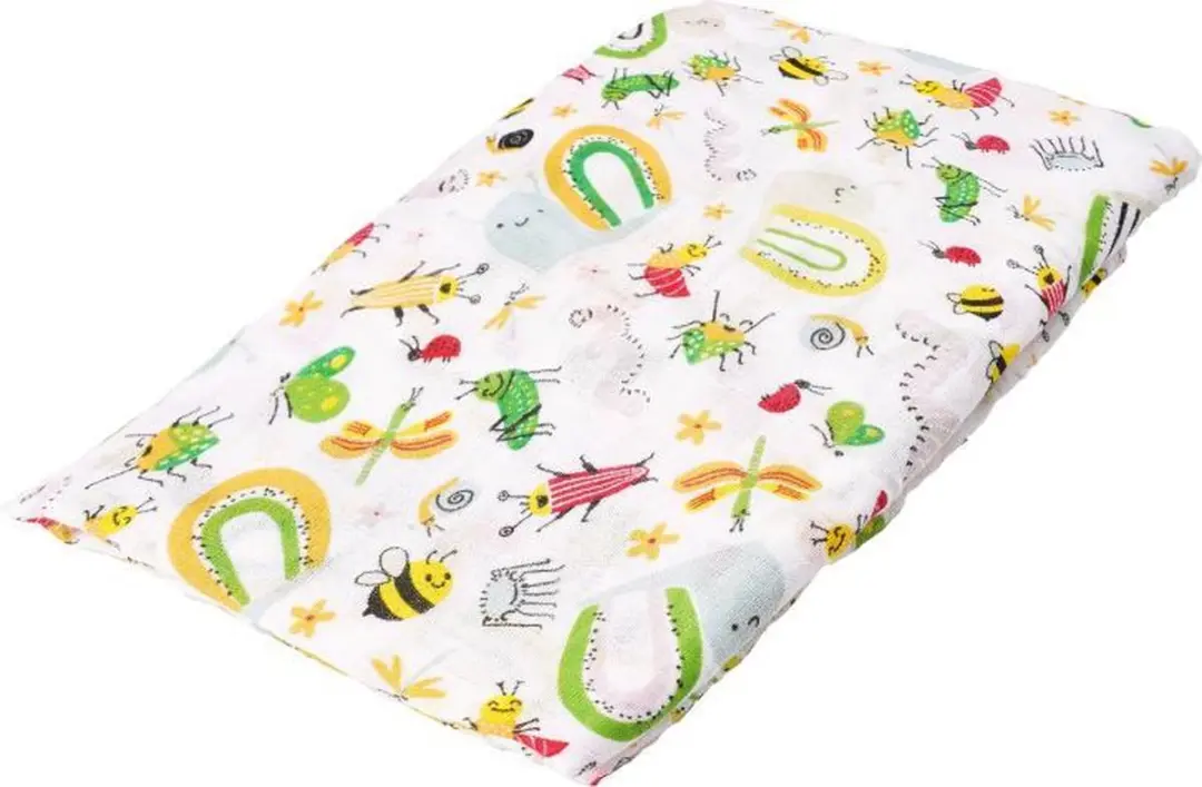 HappyBear Hydrofiele Swaddle Inbakerdoek 120x120cm - Insectenprint