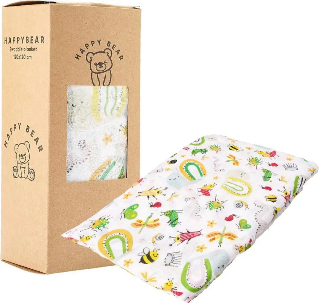 HappyBear Hydrofiele Swaddle Inbakerdoek 120x120cm