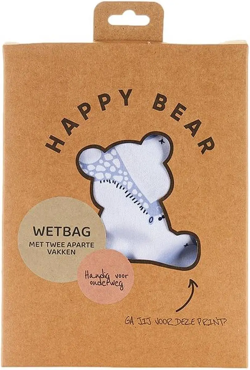HappyBear Wetbag Blue Giraffe - Waterdichte Luiertas - 2 Vakken