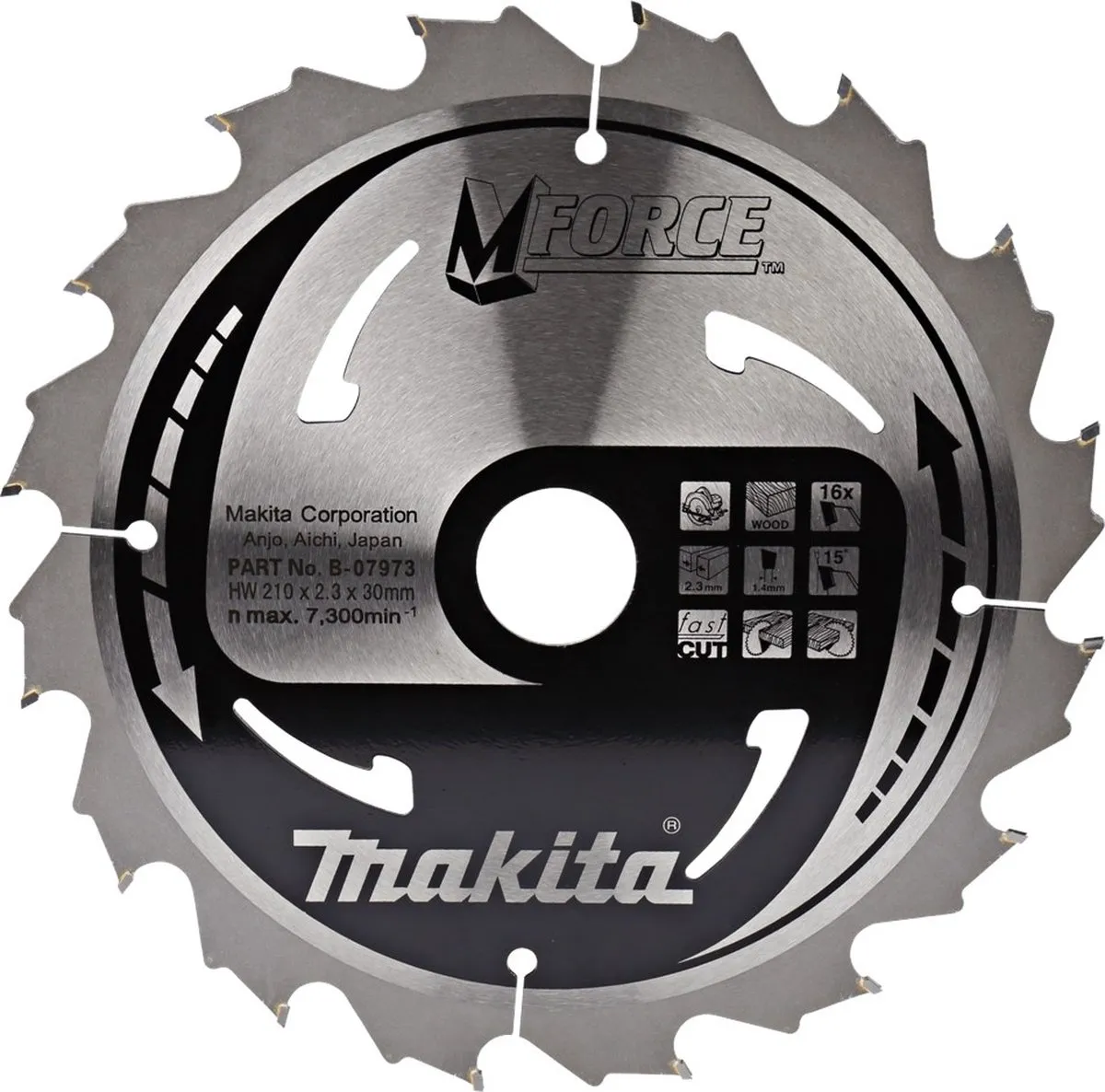 Makita Mforce Zaagblad Hout 210mm 30mm 16T - afbeelding 3 van 5