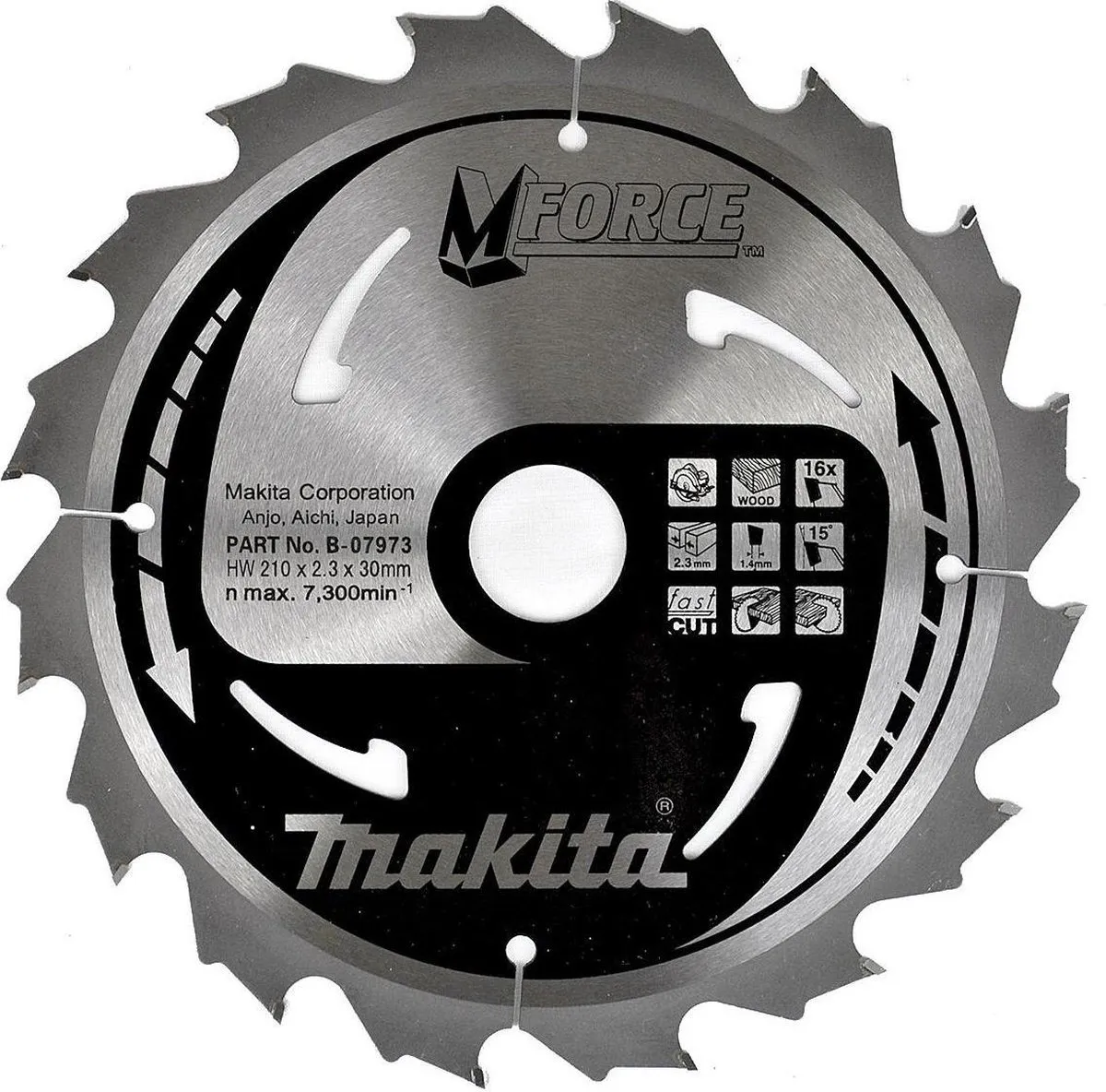 Makita Mforce Zaagblad Hout 210mm 30mm 16T - afbeelding 4 van 5