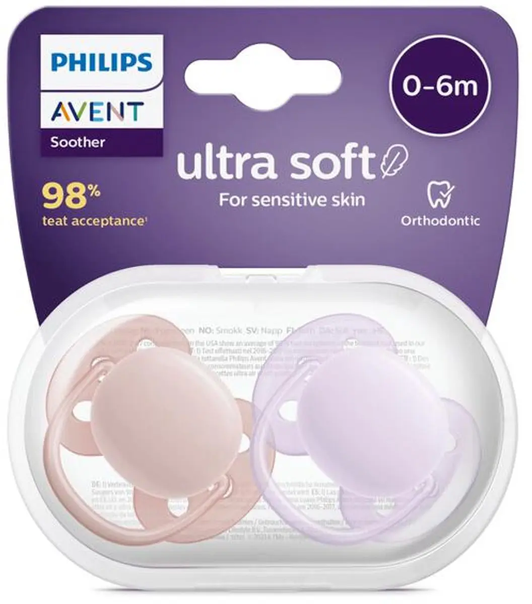 Philips Avent Soother Soft Set 2 Stuks - Lila & Zalm