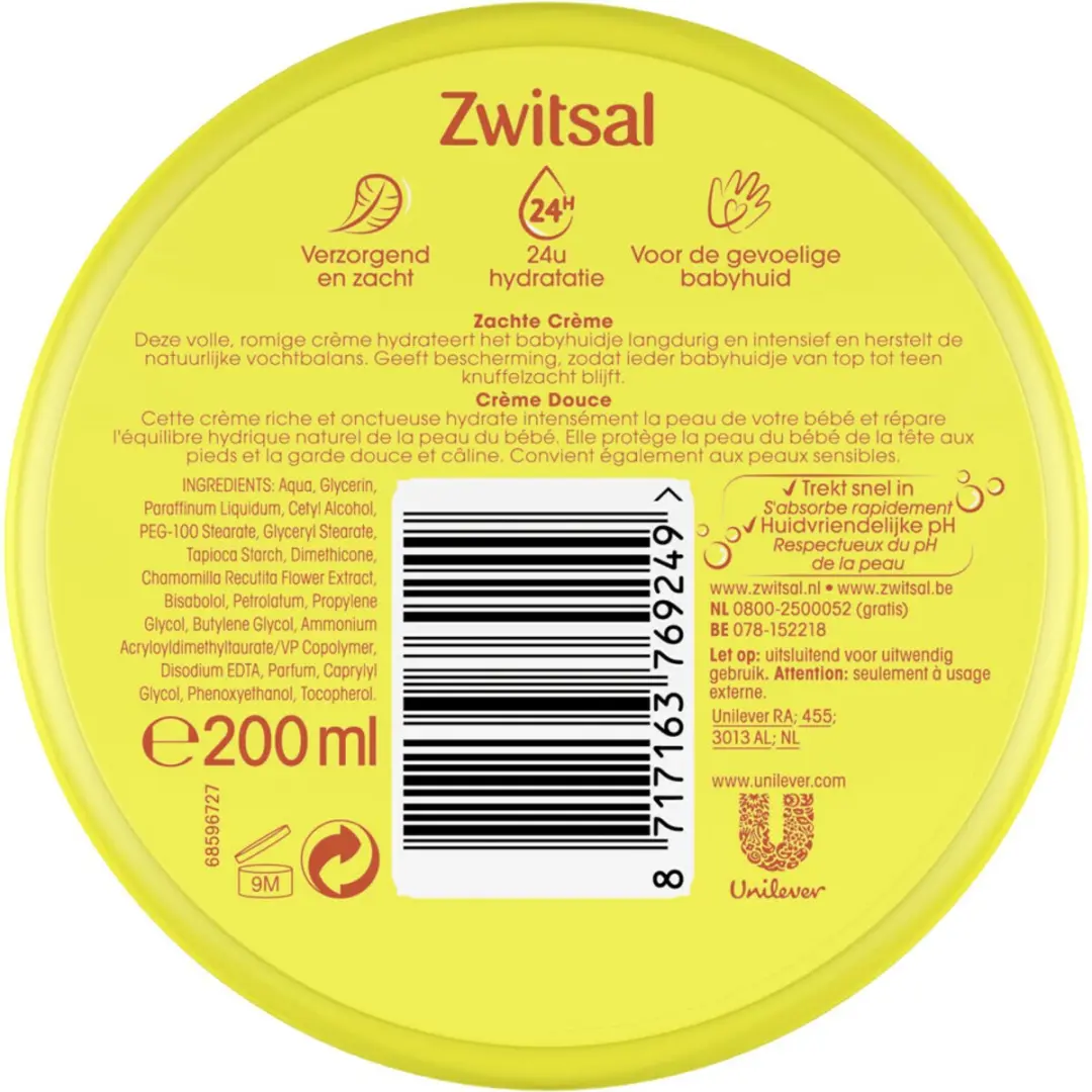 Zwitsal Zachte Crème - 3x200ml