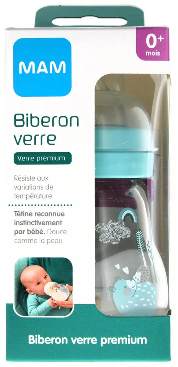 MAM Glazen Babyfles 170ml - Blauw - Flow 1