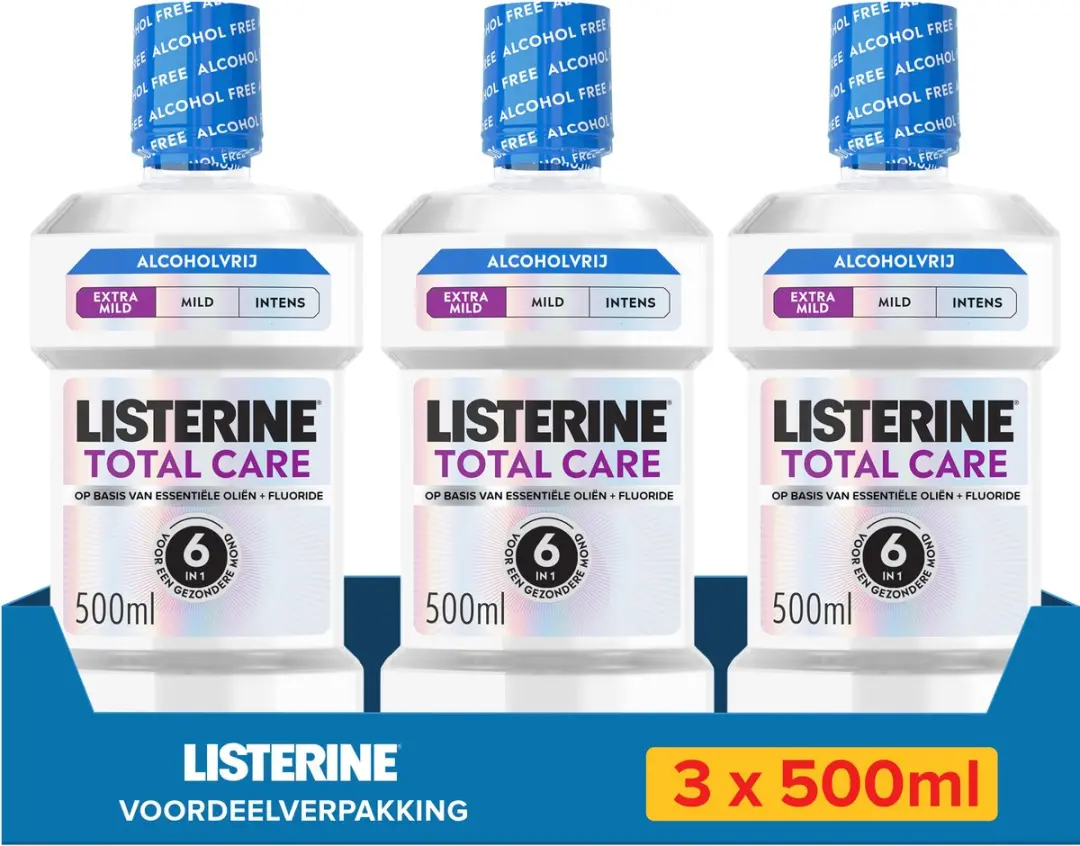 Listerine Total Care Extra Mild Alcoholvrij 3x500ml