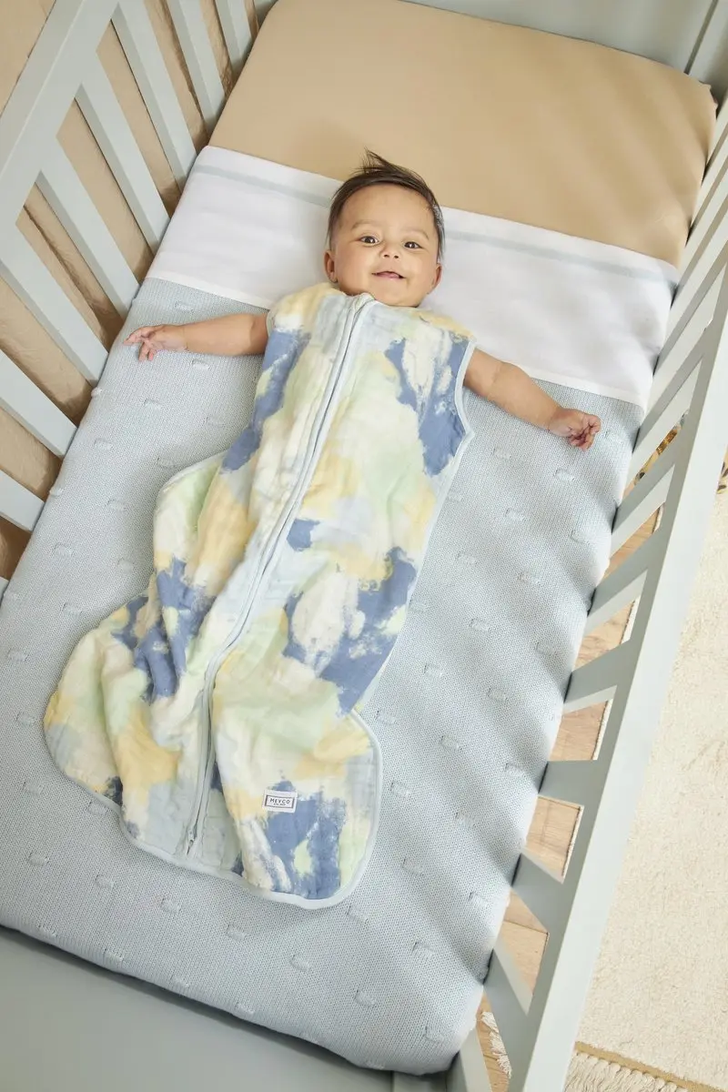 Meyco Tie-Dye Hydrofiele Baby Slaapzak Light Blue 70cm