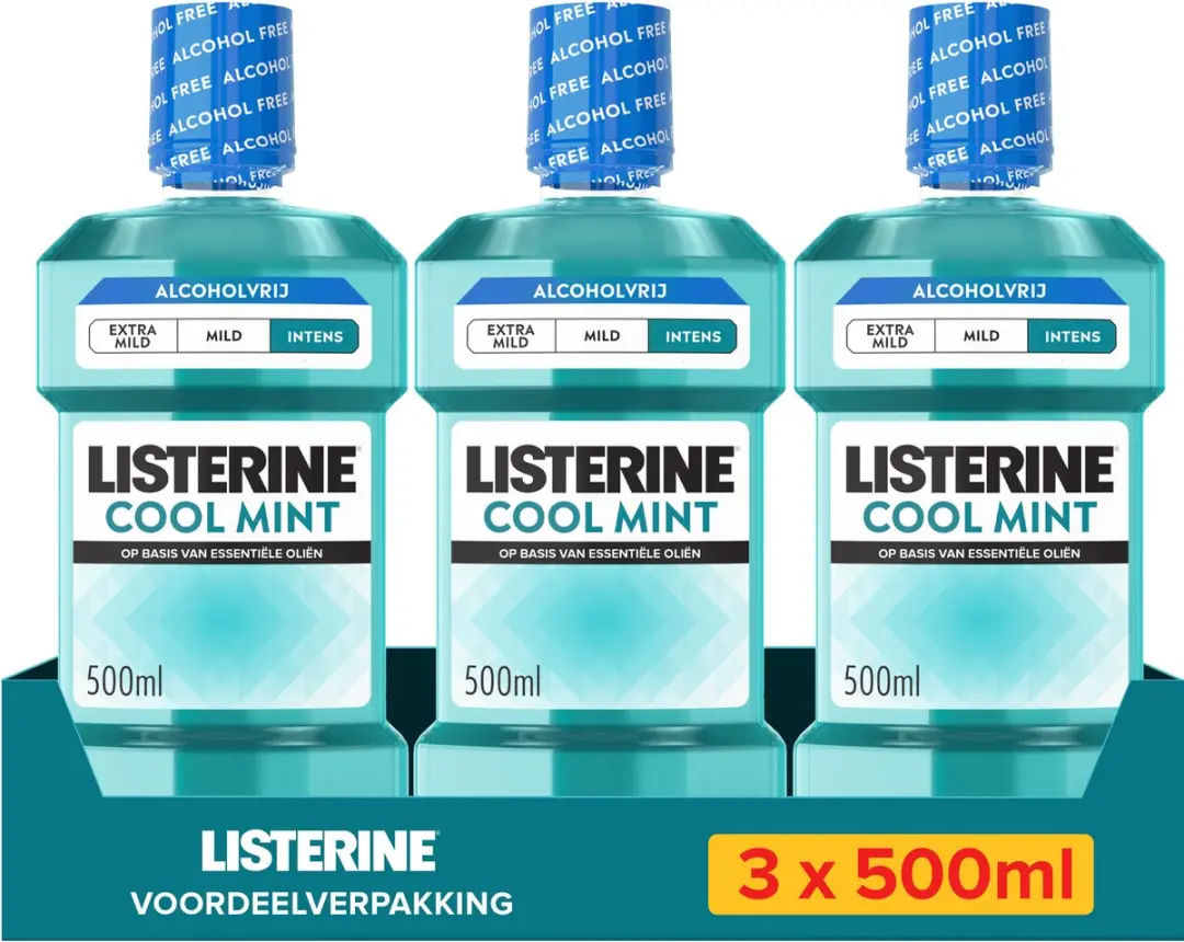 Listerine Cool Mint Alcoholvrij Mondspoeling 3x500ml