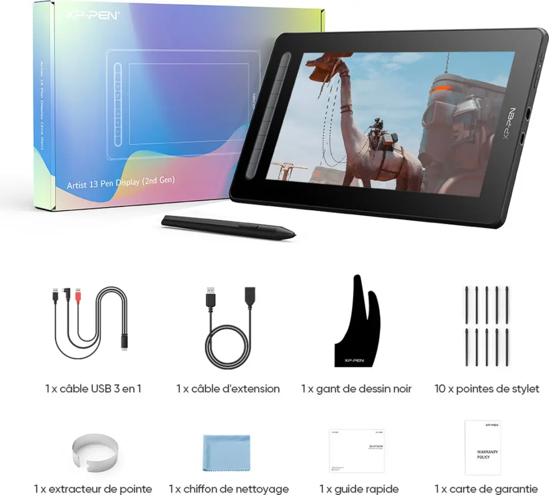 XPPen Artist 13 2nd Gen CD130FH Tekentablet - 13,3" - 8192 Niveaus - Zwart