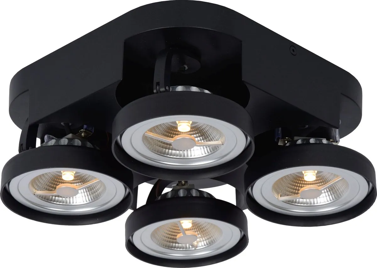 Lucide Versum AR111 Plafondspot 4x10W 2700K - Zwart
