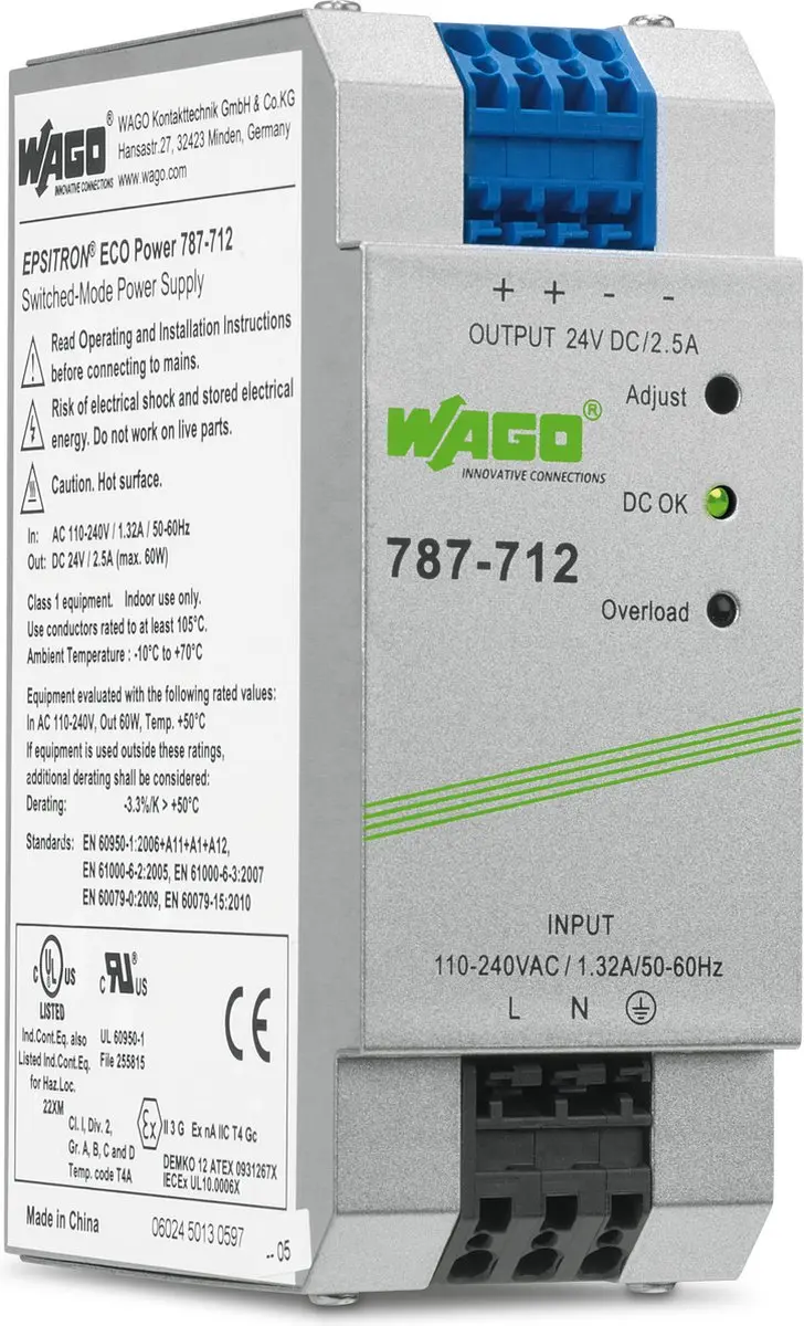 WAGO 787-712 DIN-rail Netvoeding 24V 2.5A
