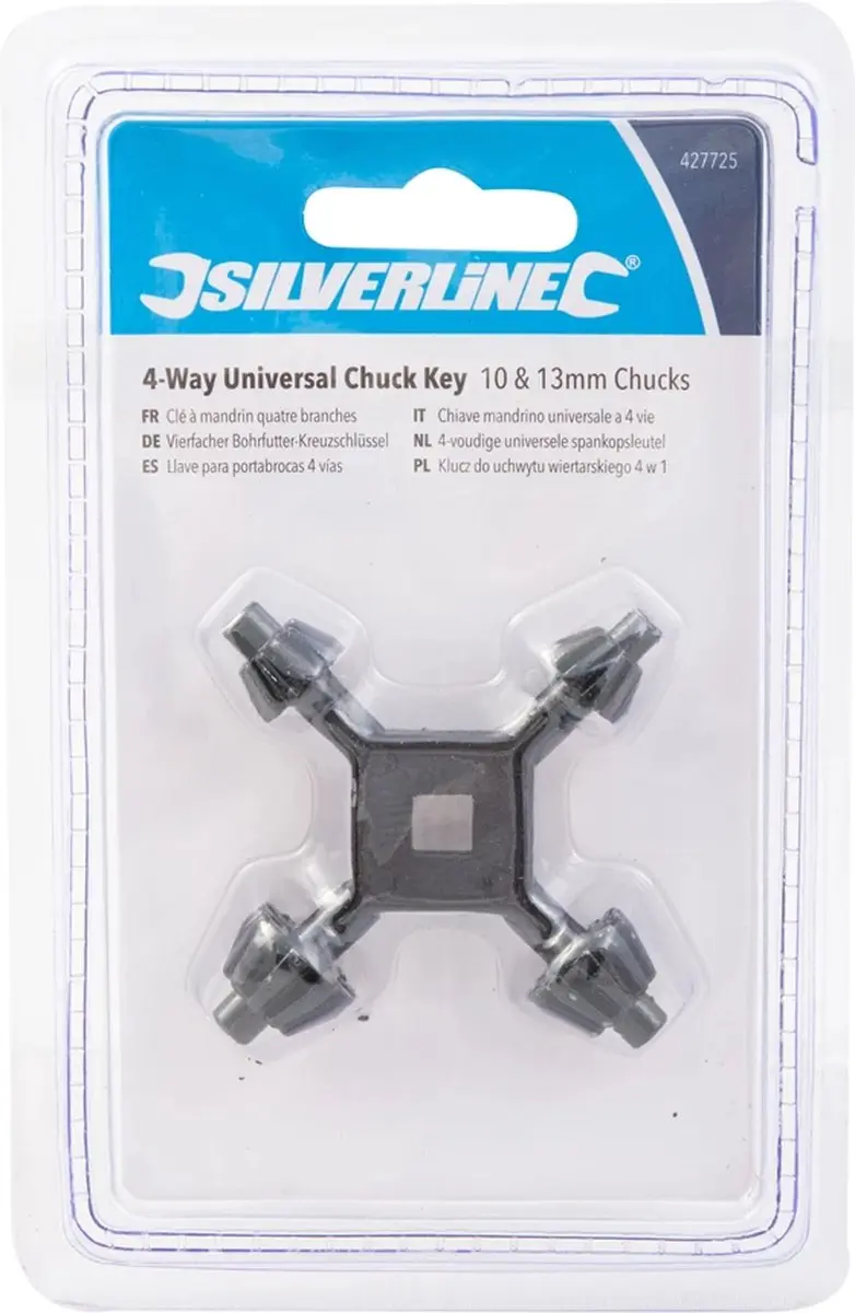 Silverline 4-voudige Spankopsleutel 10 & 13mm - Zinkgelegeerd - Zwart oxide