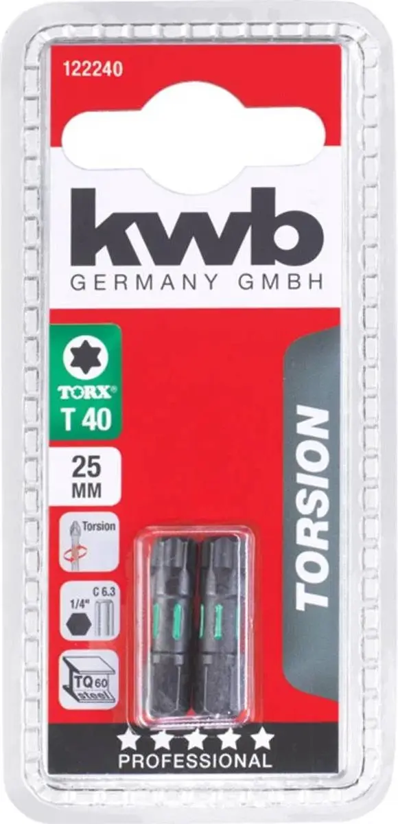 KWB Torx T25 Schroefbit Torsion 25mm - 2 Stuks