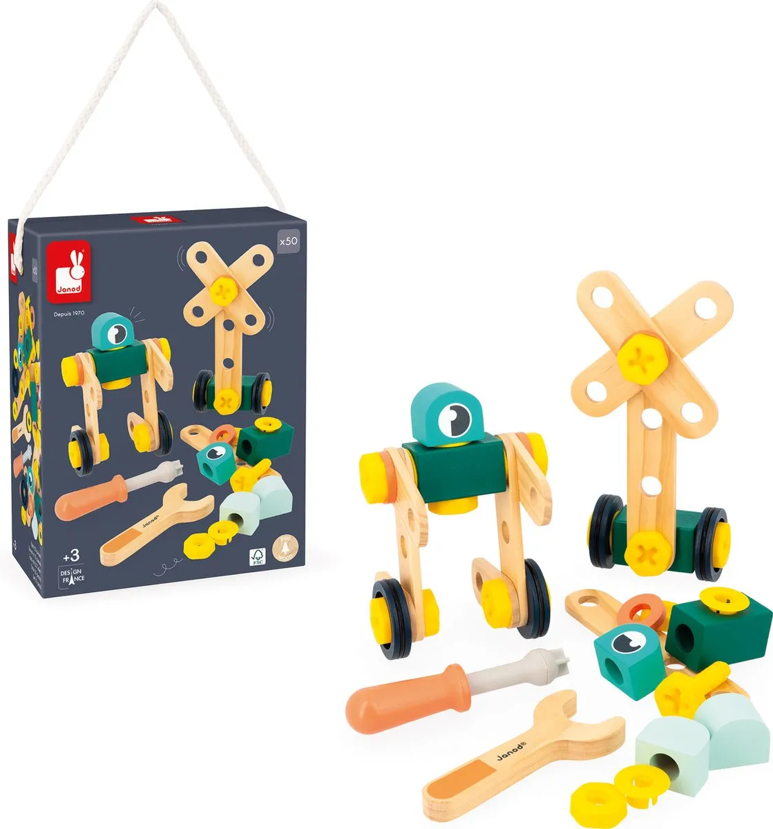Janod Brico'Kids Ton Bouwset 50 Stuks