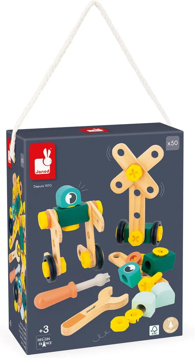 Janod Brico'Kids Ton Bouwset 50 Stuks - Multicolor