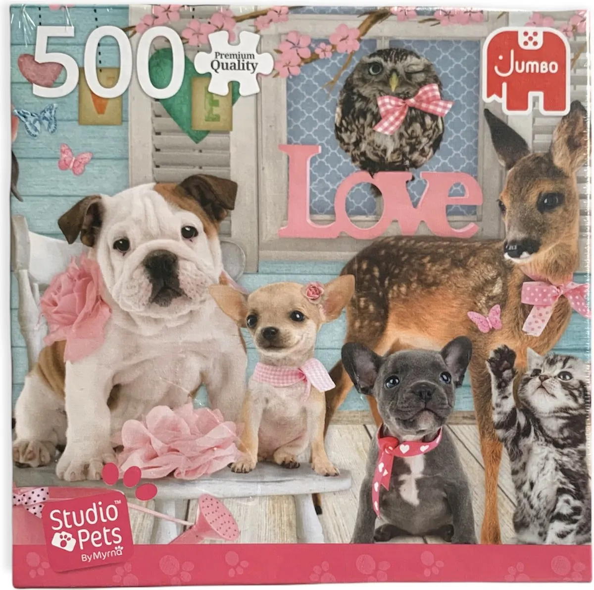 Jumbo Puzzel Dieren Roze 500 Stuks