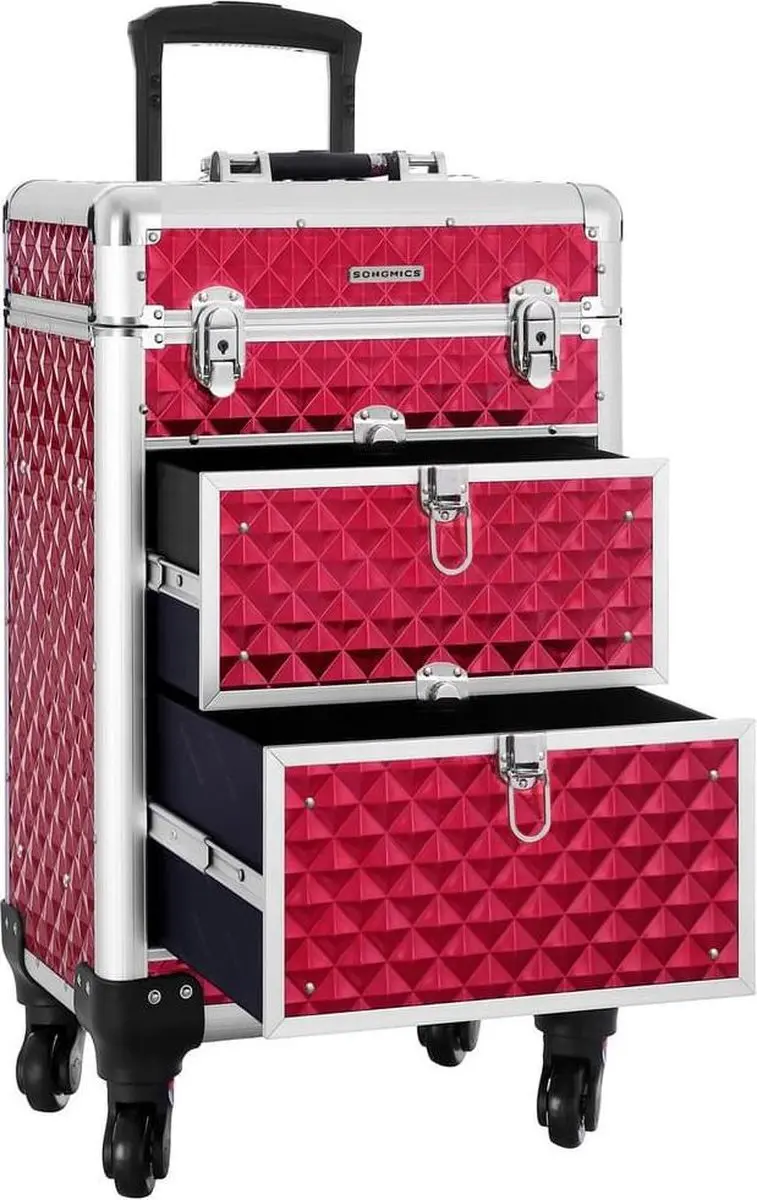Songmics Nancy's Make-Up Koffer 10L - Rood/Zwart/Zilver