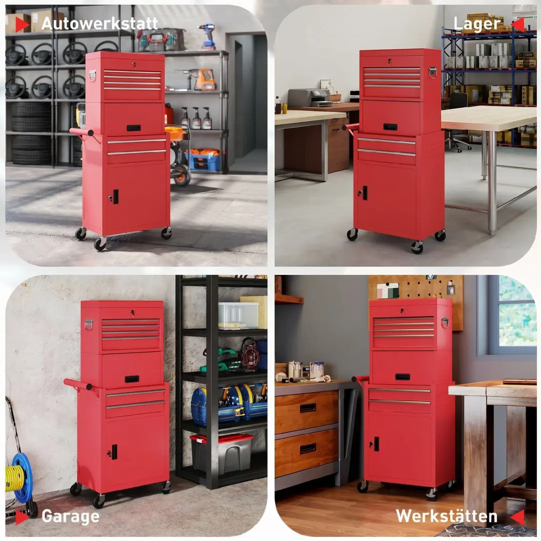 Homcom Gereedschapskast 60,5L Rood - 6 Lades
