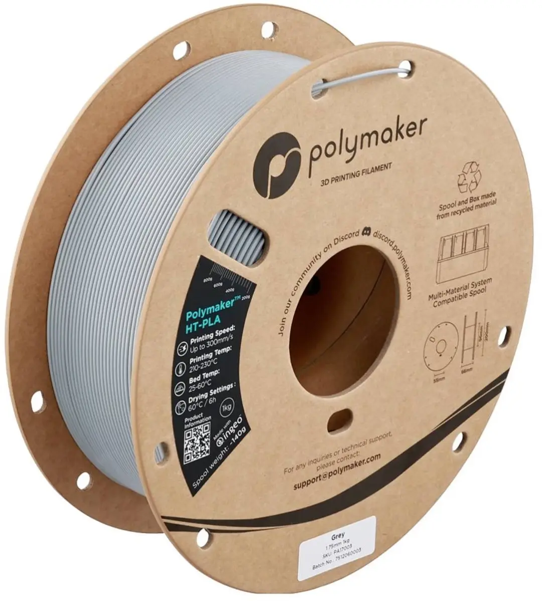 Polymaker HT-PLA Filament 1.75mm 1000g - Grijs
