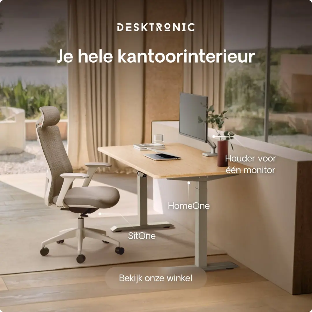 Desktronic HomeOne Zit-sta Bureau 140x70cm - Bamboe/Grijs