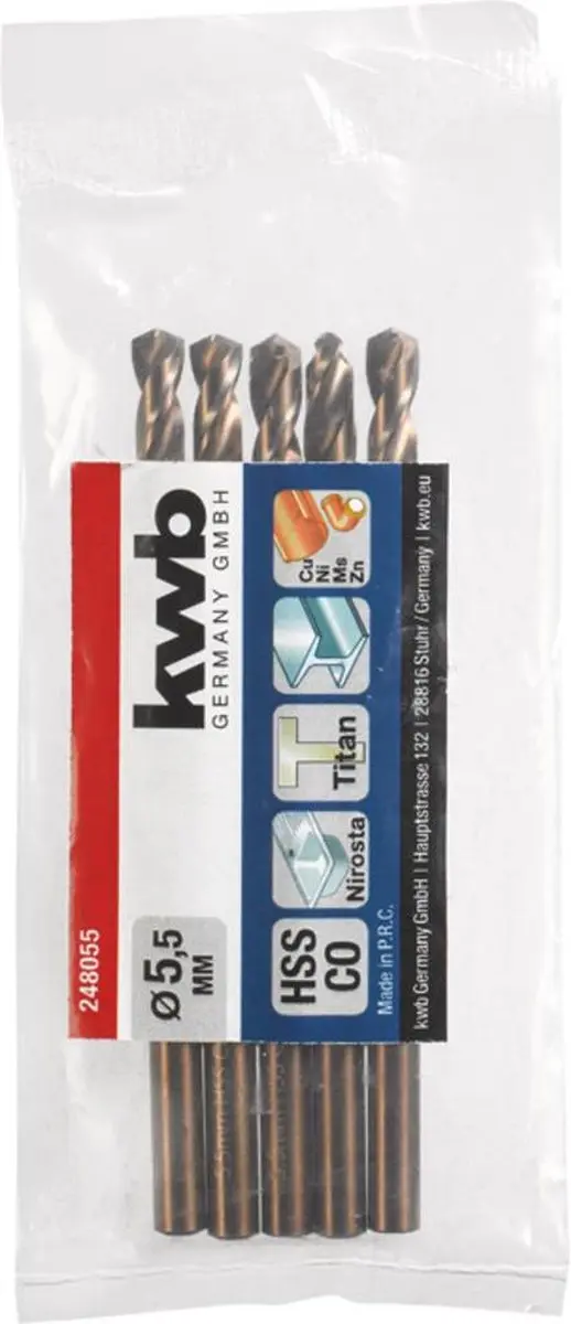 KWB HSS-Co Spiraalboor 5.5mm M35 DIN 338 - Metaal