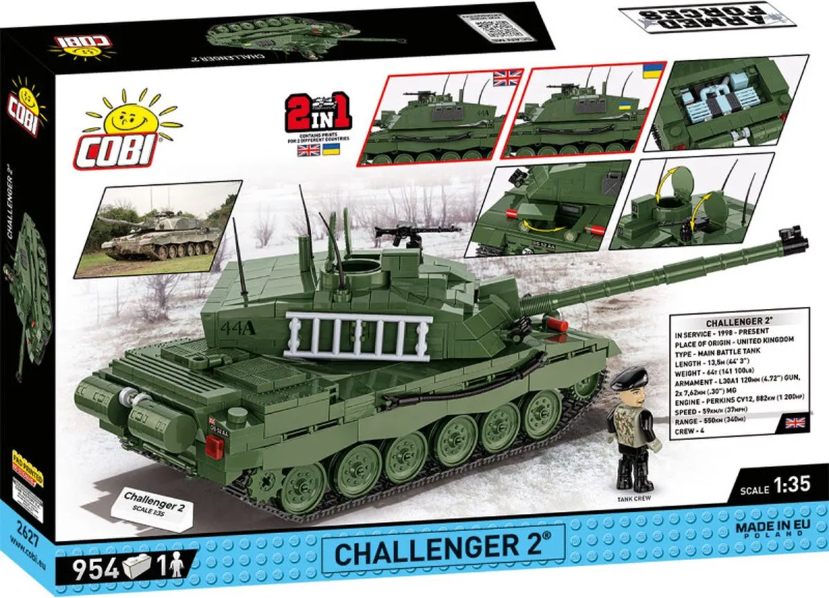 Cobi Challenger II Tank COBI-2627 - 954 Onderdelen - Meerkleurig