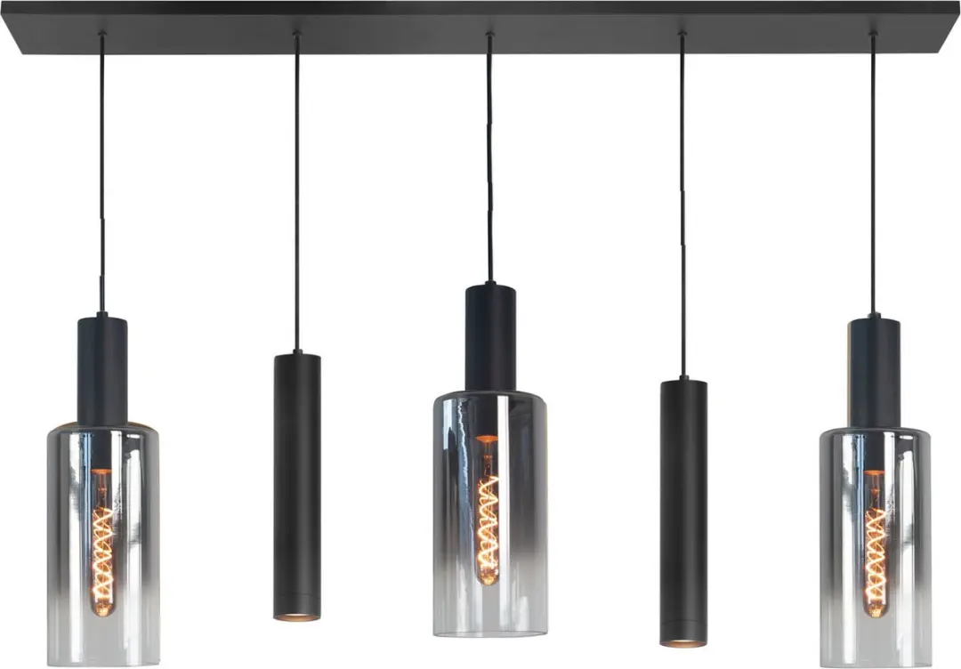 Highlight Perugia 3+2 Hanglamp 120cm - Zwart