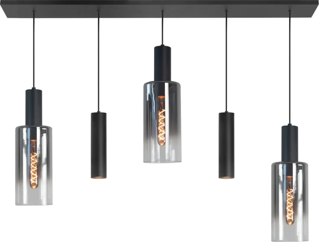 Highlight Perugia 3+2 Hanglamp 120cm - Zwart