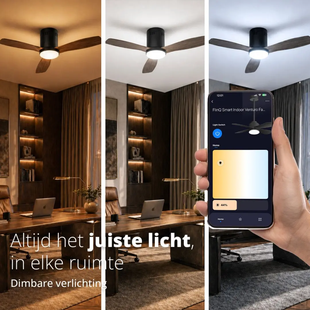 FlinQ Venturo Smart Plafondventilator 134cm - Walnut - afbeelding 6 van 6
