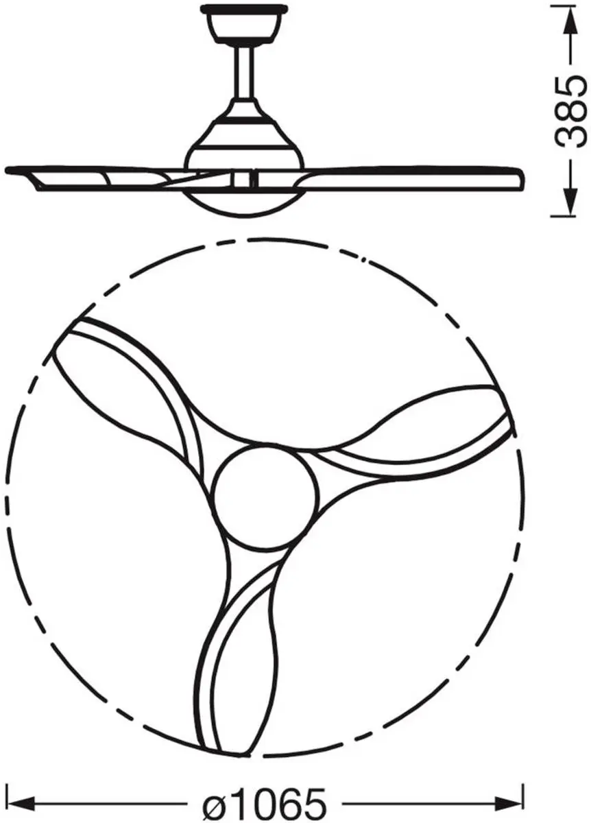 Osram Ceiling Fan Bise 1065mm LED - 48W - Wit - afbeelding 6 van 6