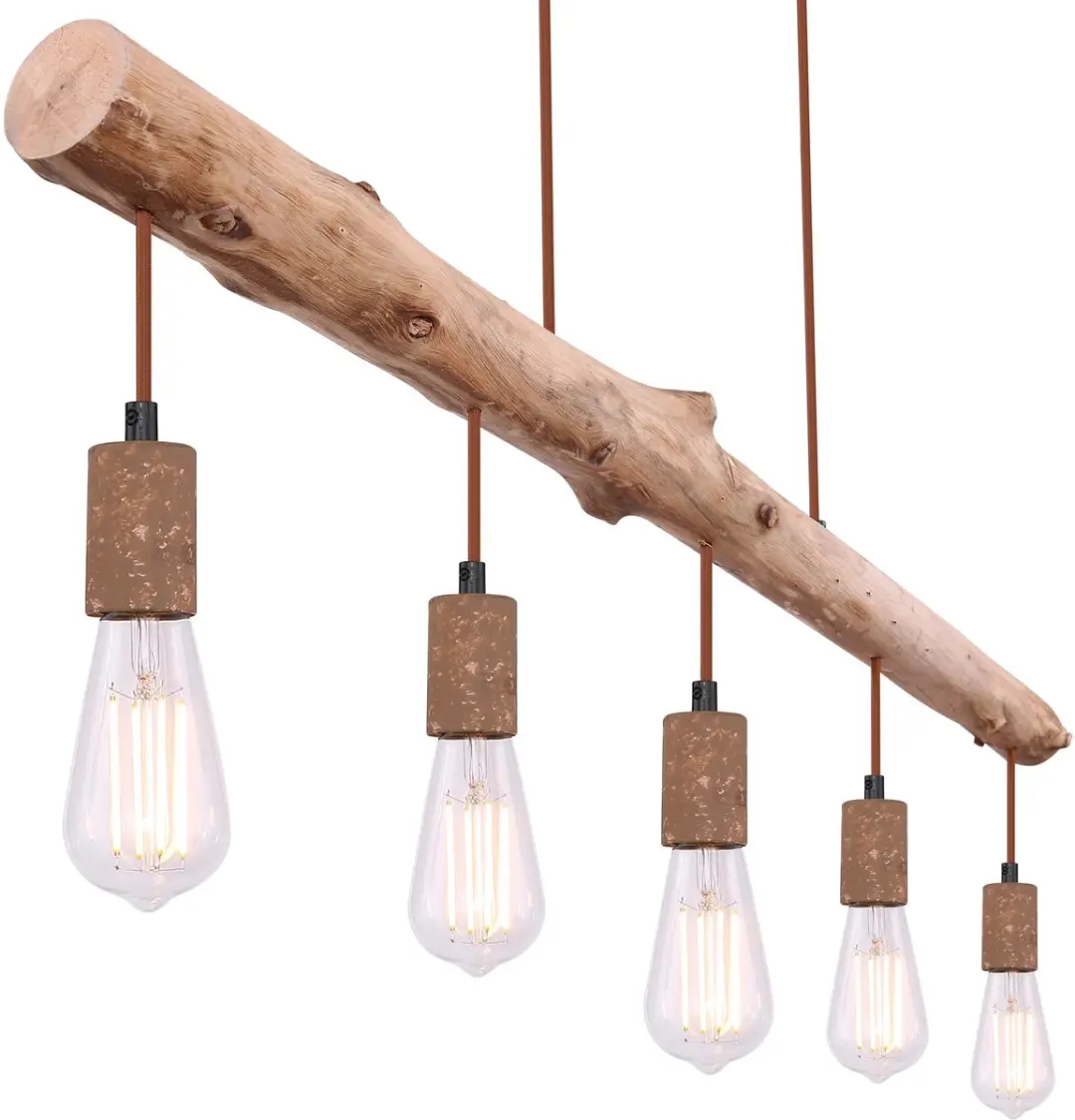 Globo Jakob Hanglamp E27 - 5 Lichtpunten - Bruin