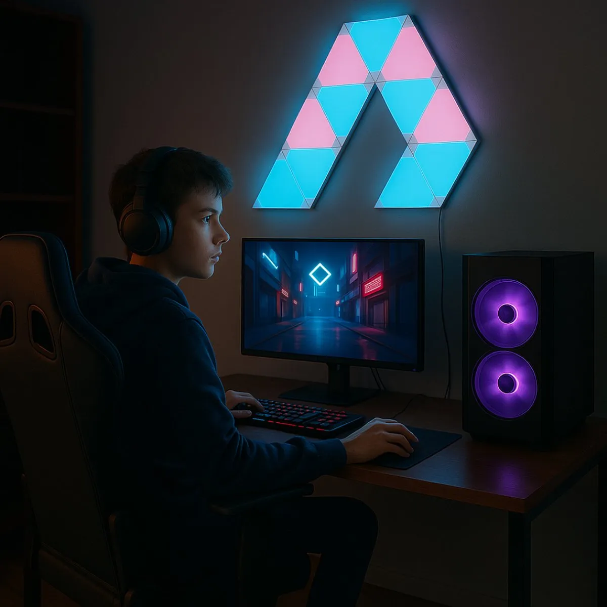 Calex Smart Triangle LED Wandlamp RGBIC - 9 Panelen - Wifi App Bediening