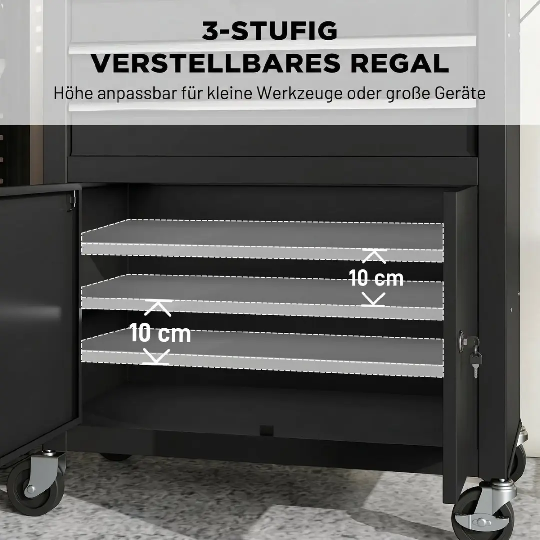 Homcom Gereedschapskist 80L - 69x33x133cm - Zwart