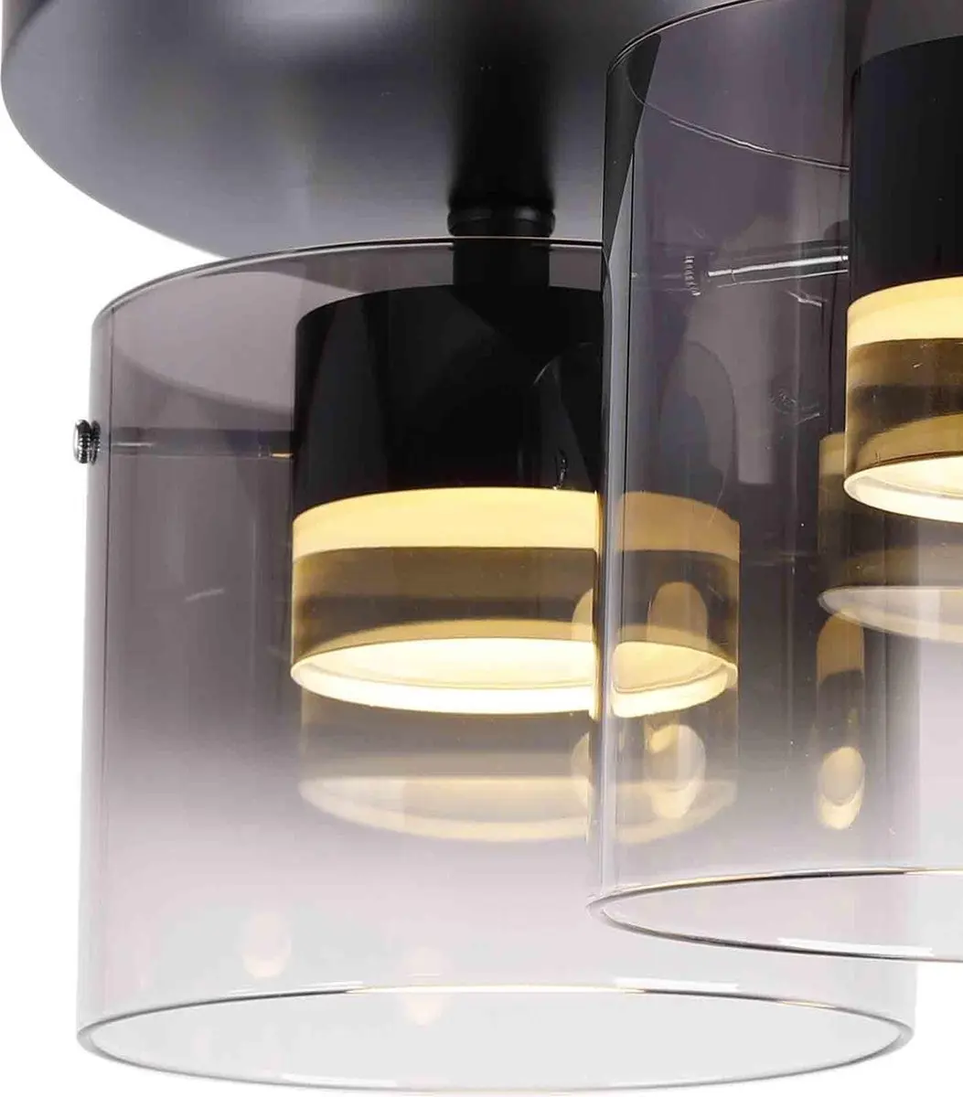 HighLight Salerno Plafondlamp 3 Lichts - Zwart/Smoke