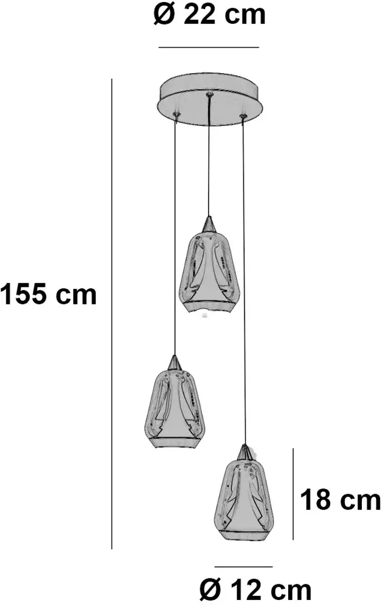 Highlight Tromba 3 Hanglamp - 5x35W Amber Zwart
