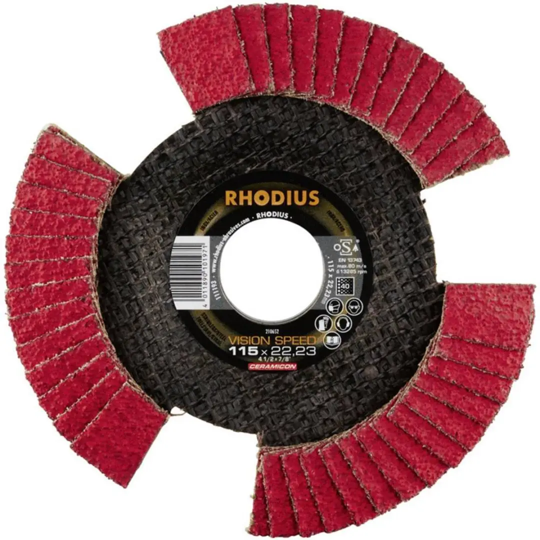 Rhodius VISION SPEED Lamellenschijf 115mm - RVS - 22.23mm As