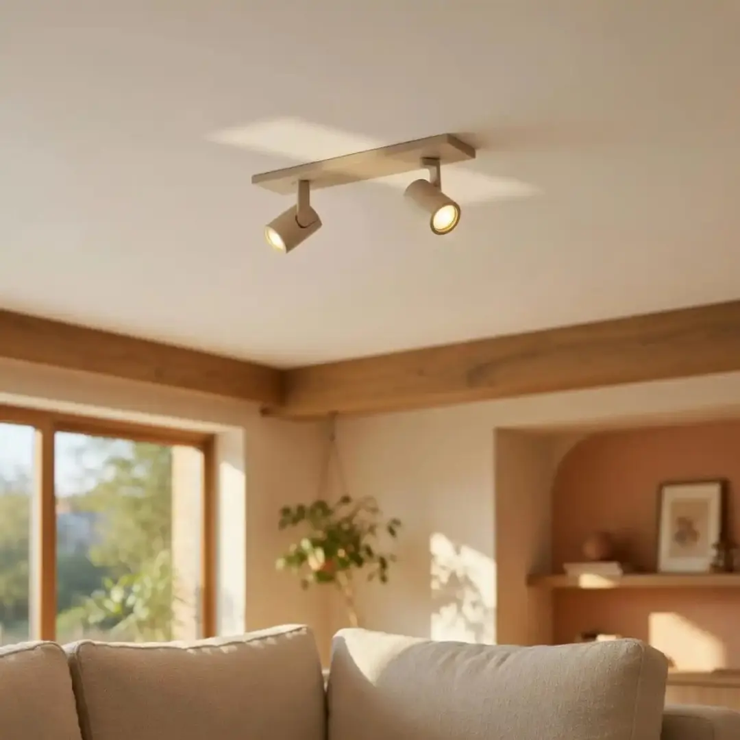 Highlight Spot HALO 2 Lichts Balk - 2x Warm Wit 35W - Beige